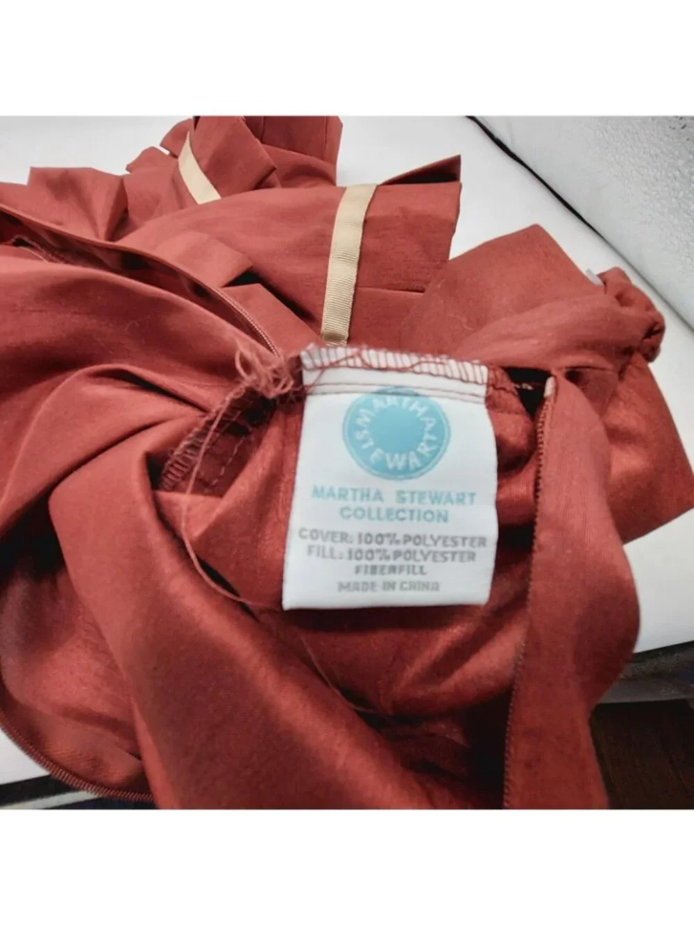 Martha Stewart Square Throw Pillow Sham Red Gold Ruffle